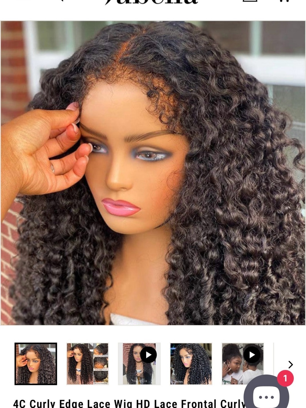 Subella HD Lace Human Hair 4C Curly Frontal Wig in Natural Black